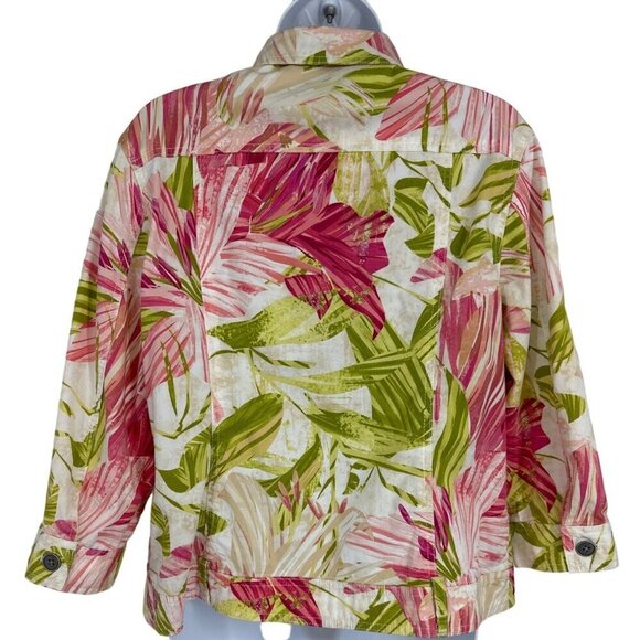 Chicos Floral Tropical Full Zip Jacket Size 1 US M - Picture 2 of 8
